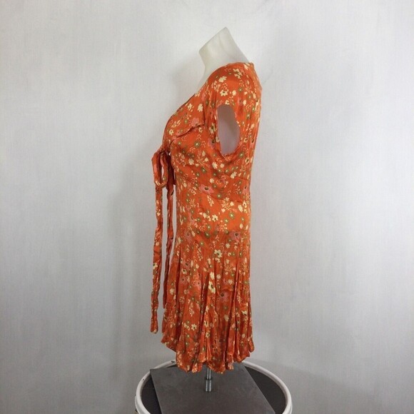 Free People Womens It Takes Two Wrap Dress Orange Peach Combo Size XS NWT $128 - Picture 14 of 14